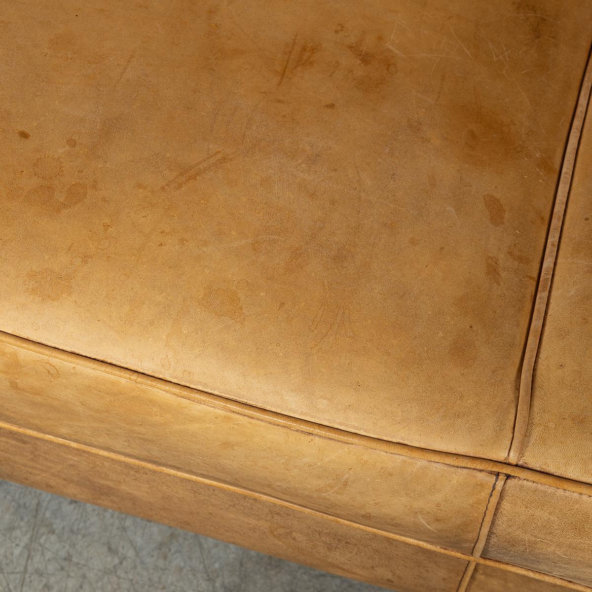 Vintage 20th Century Dutch Sheepskin Leather Sofa For Sale 13