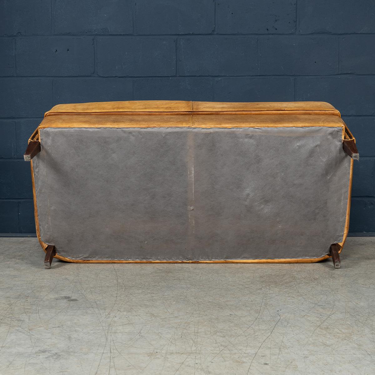 Vintage 20th Century Dutch Sheepskin Leather Sofa For Sale 3
