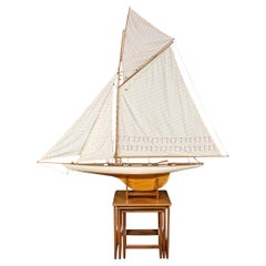 Vintage 20th Century English Made Large Wooden Model Yacht c.1970