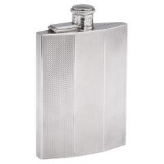 Vintage 20. Jahrhundert Englischer Flachmann aus massivem Silber, Birmingham ca. 1948