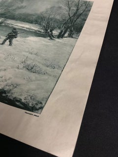 Gravure vintage du 20ème siècle par G. Maroniez - "Par Temps de Neige" - 2Y564