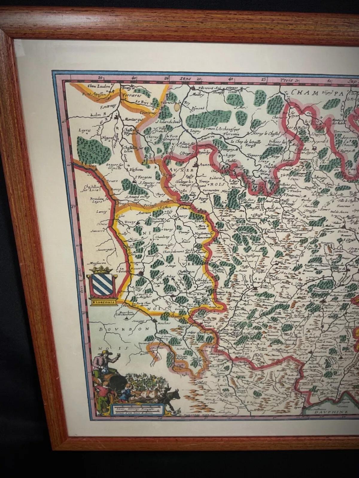 Vintage 20th Century Engraving of a Map of Duchy of Burgundy and County - 2Y442 For Sale 2