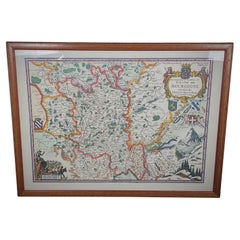 Grabado antiguo del siglo XX de un mapa del Ducado de Borgoña y su condado - 2Y442