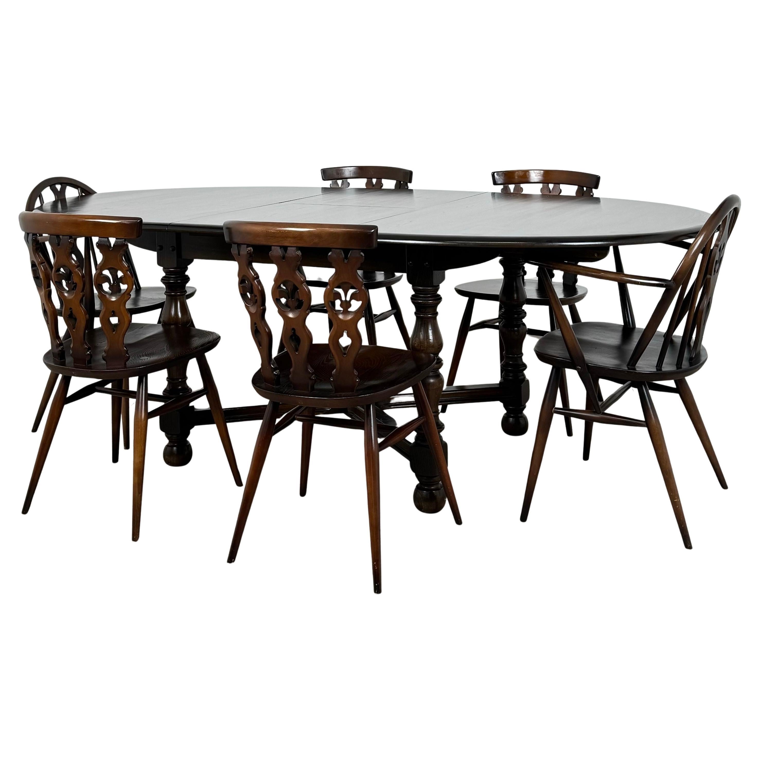 Vintage 20th Century Ercol Dining Table With 6 Dining Chair’s ( REF AF-3613 )