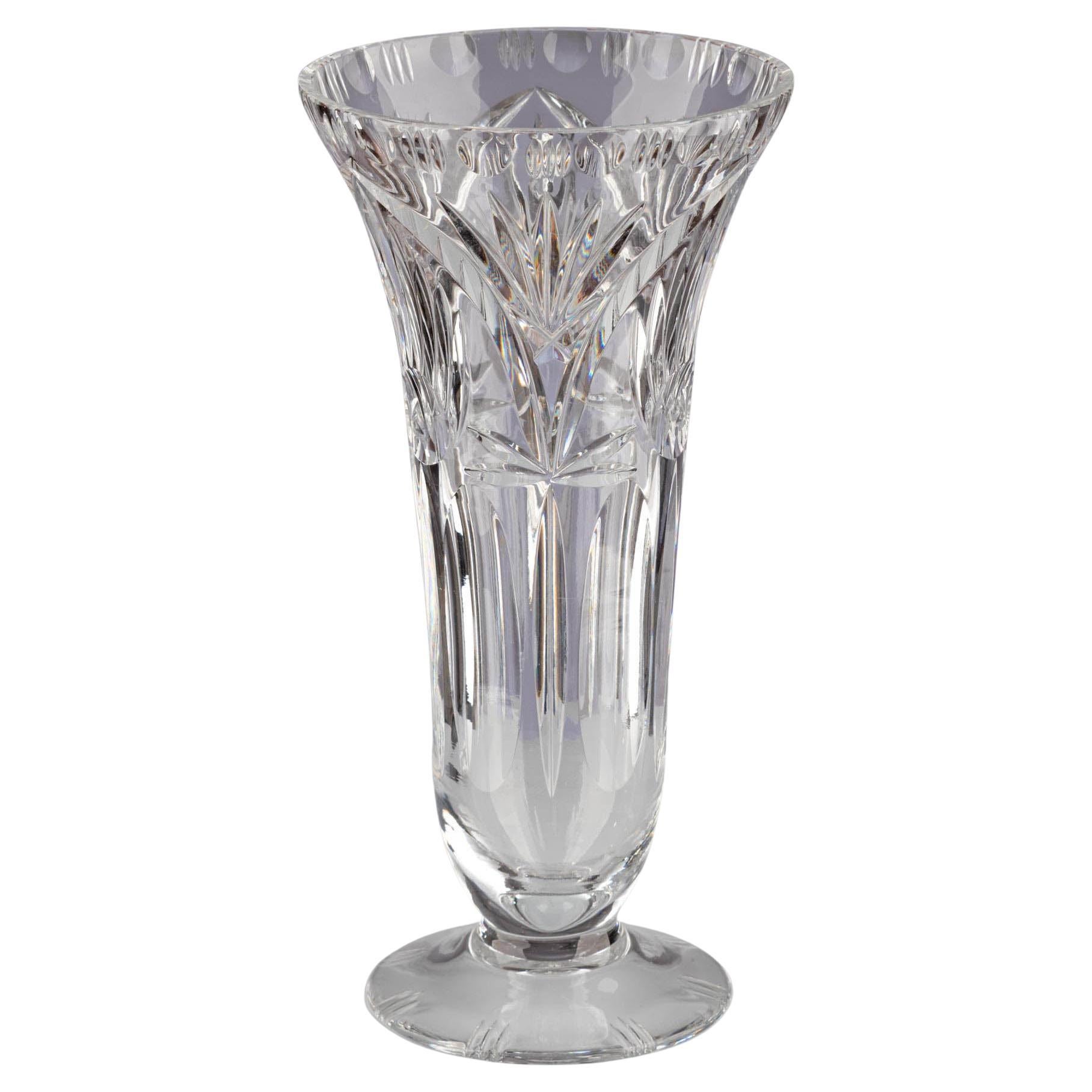 Vintage 20th Century European Crystal Glass Flower Floral Vase For Sale