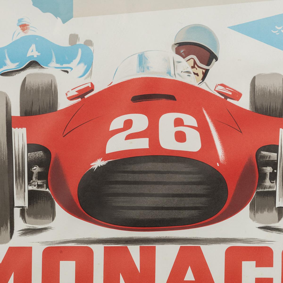Poster d'epoca con cornice del Gran Premio di Monaco del 1957 di Jean Ramel c.C. in vendita 3