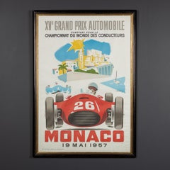 Gerahmtes Monaco Grand Prix-Poster des 20. Jahrhunderts, 1957, von Jean Ramel, von Jean Ramel, um 1985, Vintage