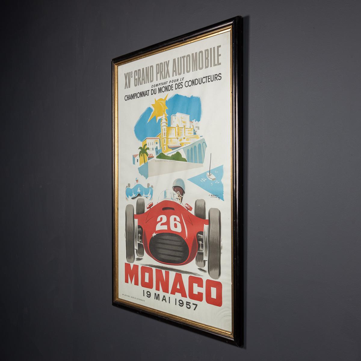 Altro Poster d'epoca con cornice del Gran Premio di Monaco del 1957 di Jean Ramel c.C. in vendita