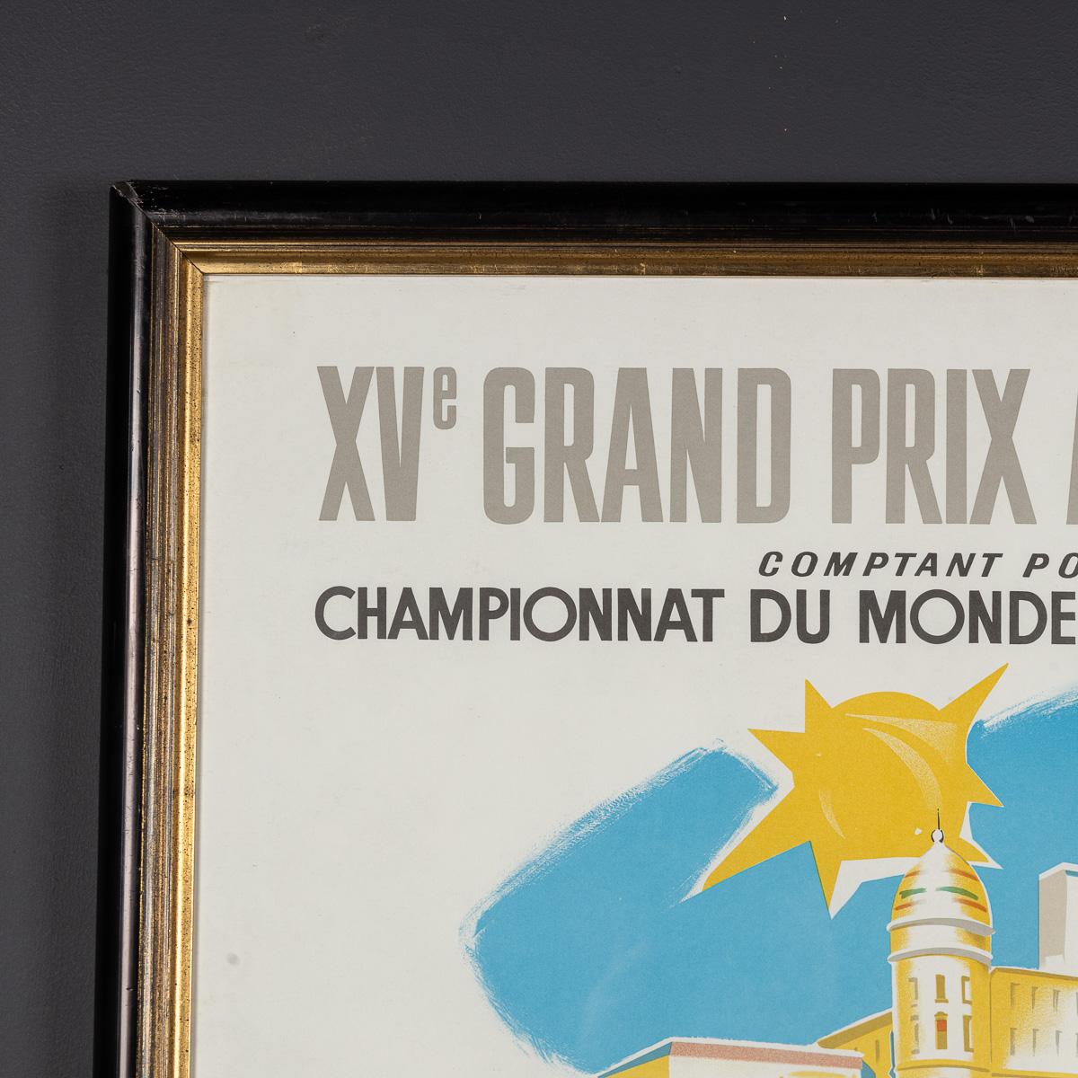 Monegasco Poster d'epoca con cornice del Gran Premio di Monaco del 1957 di Jean Ramel c.C. in vendita