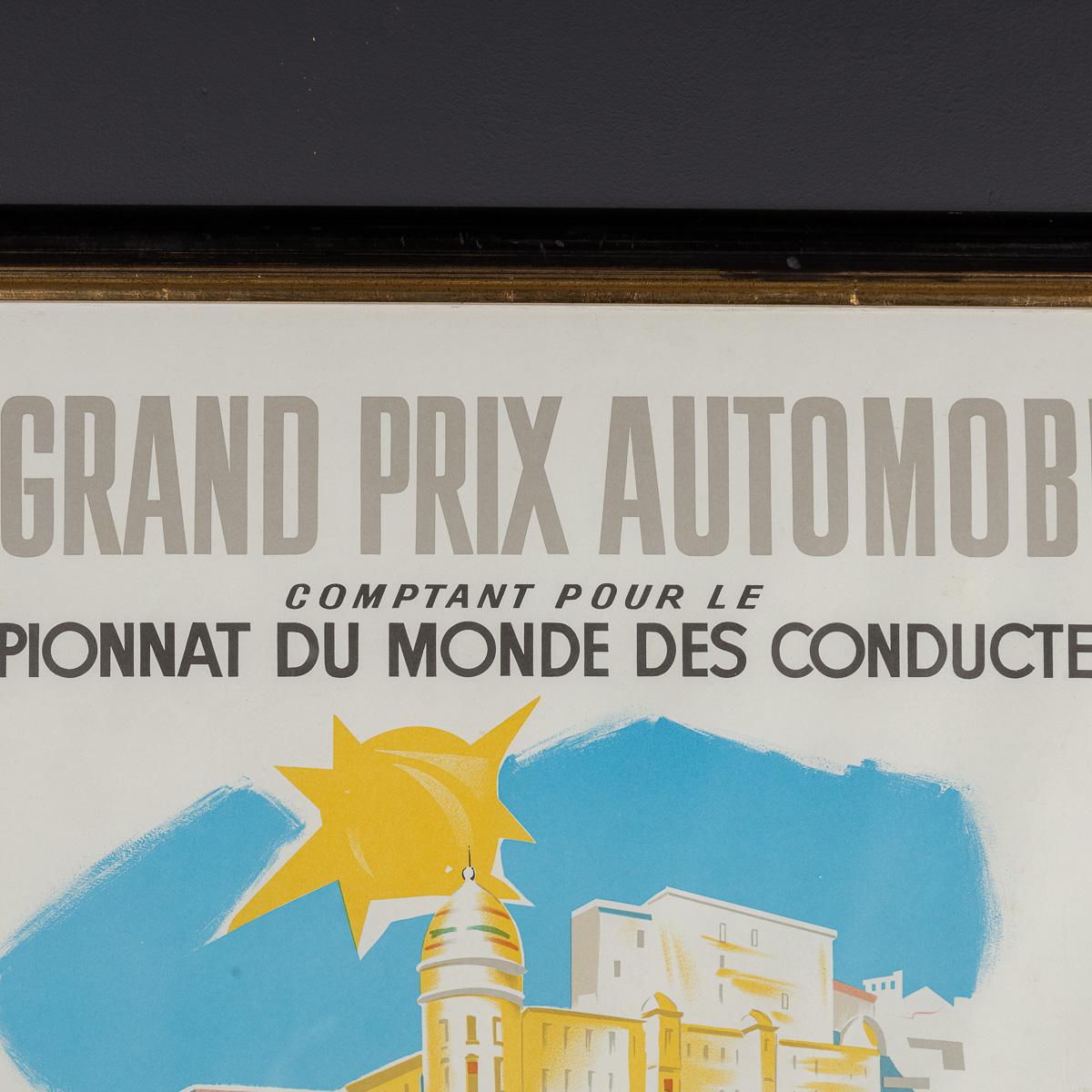 Poster d'epoca con cornice del Gran Premio di Monaco del 1957 di Jean Ramel c.C. In condizioni buone in vendita a Royal Tunbridge Wells, Kent