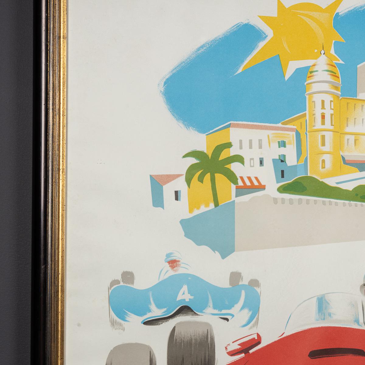 Poster d'epoca con cornice del Gran Premio di Monaco del 1957 di Jean Ramel c.C. in vendita 1