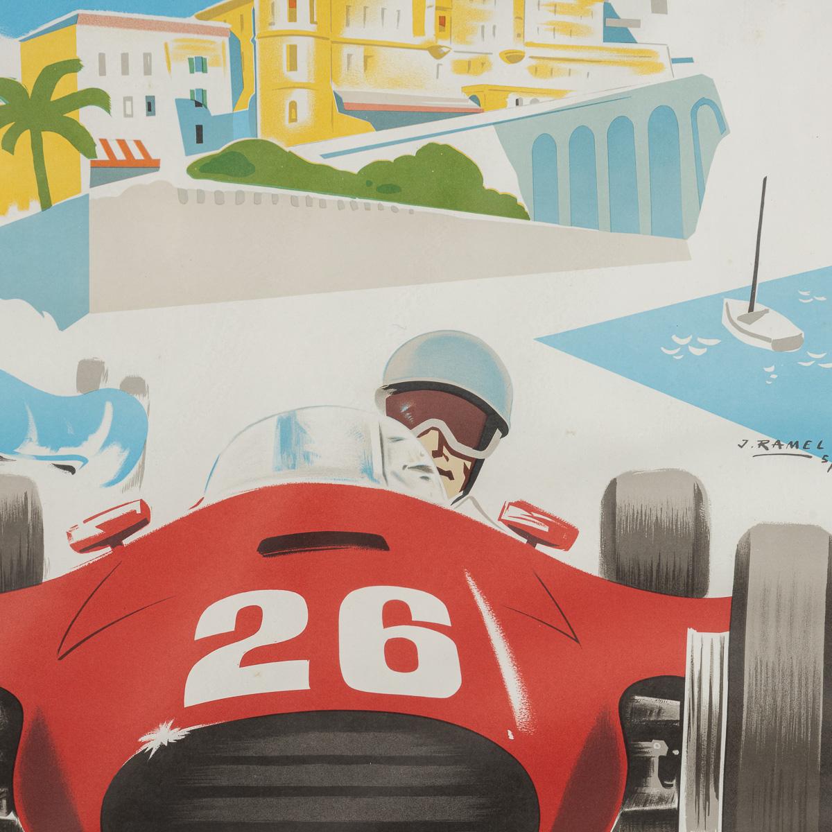 Poster d'epoca con cornice del Gran Premio di Monaco del 1957 di Jean Ramel c.C. in vendita 2