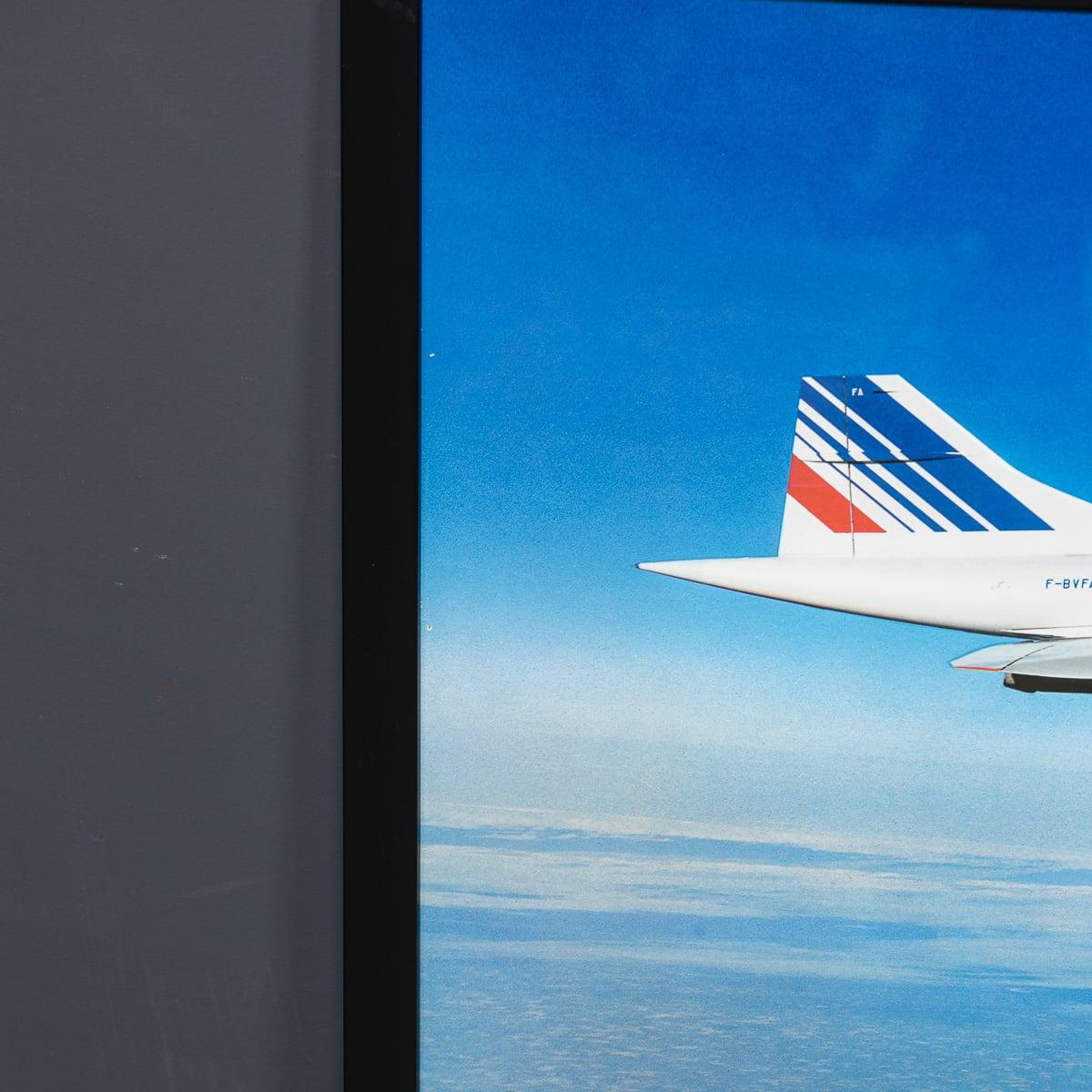 Poster d'epoca del 20° secolo con cornice di un Concorde di Air France c.1980 In condizioni buone in vendita a Royal Tunbridge Wells, Kent