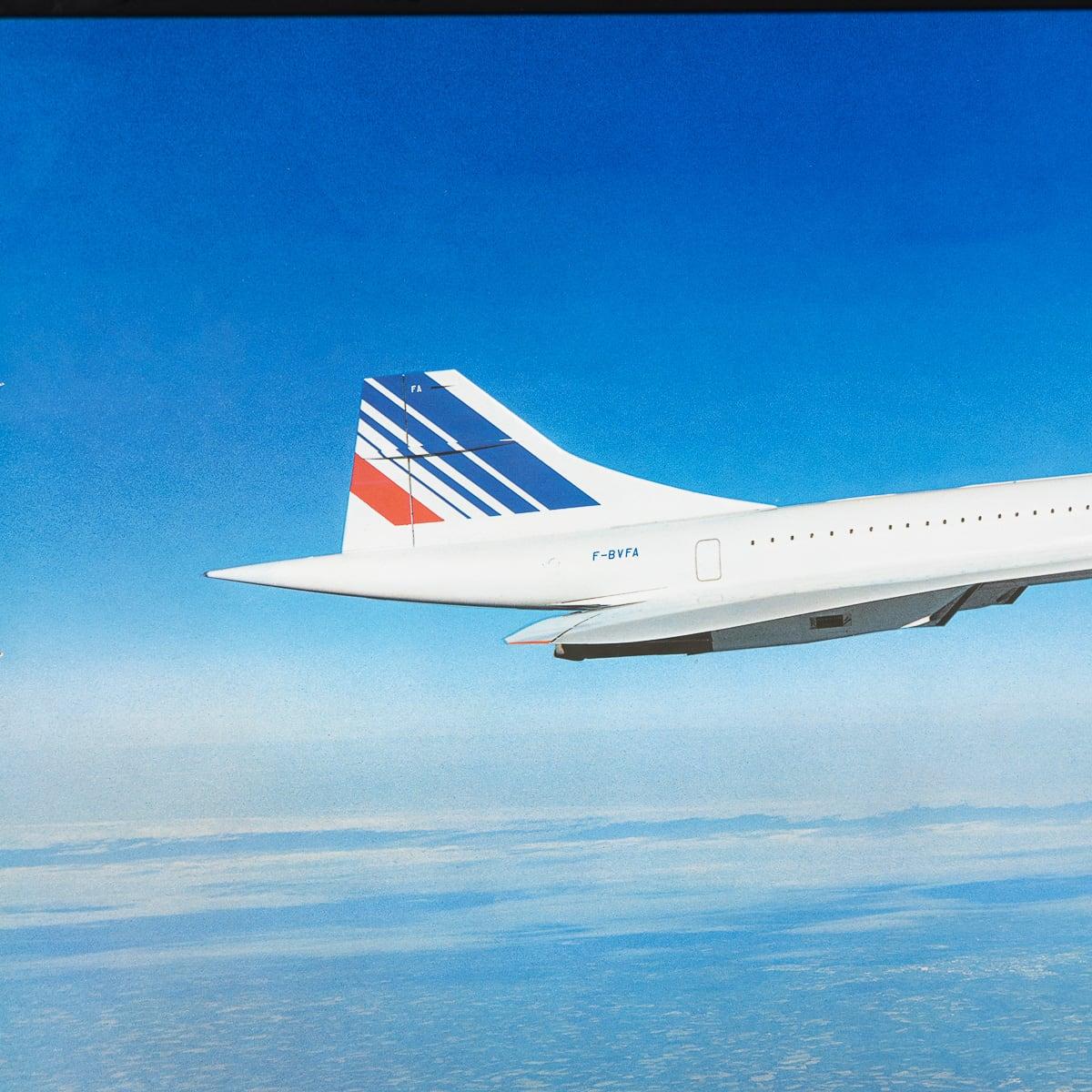 XX secolo Poster d'epoca del 20° secolo con cornice di un Concorde di Air France c.1980 in vendita