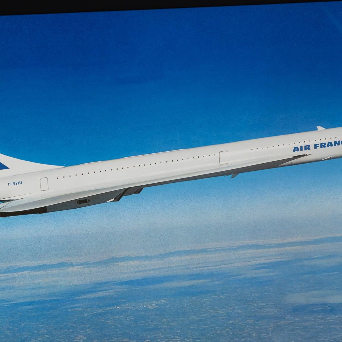 Carta Poster d'epoca del 20° secolo con cornice di un Concorde di Air France c.1980 in vendita