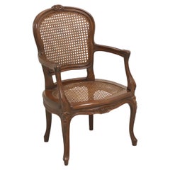 Vintage 20th Century French Country Walnut & Cane Child's Armchair