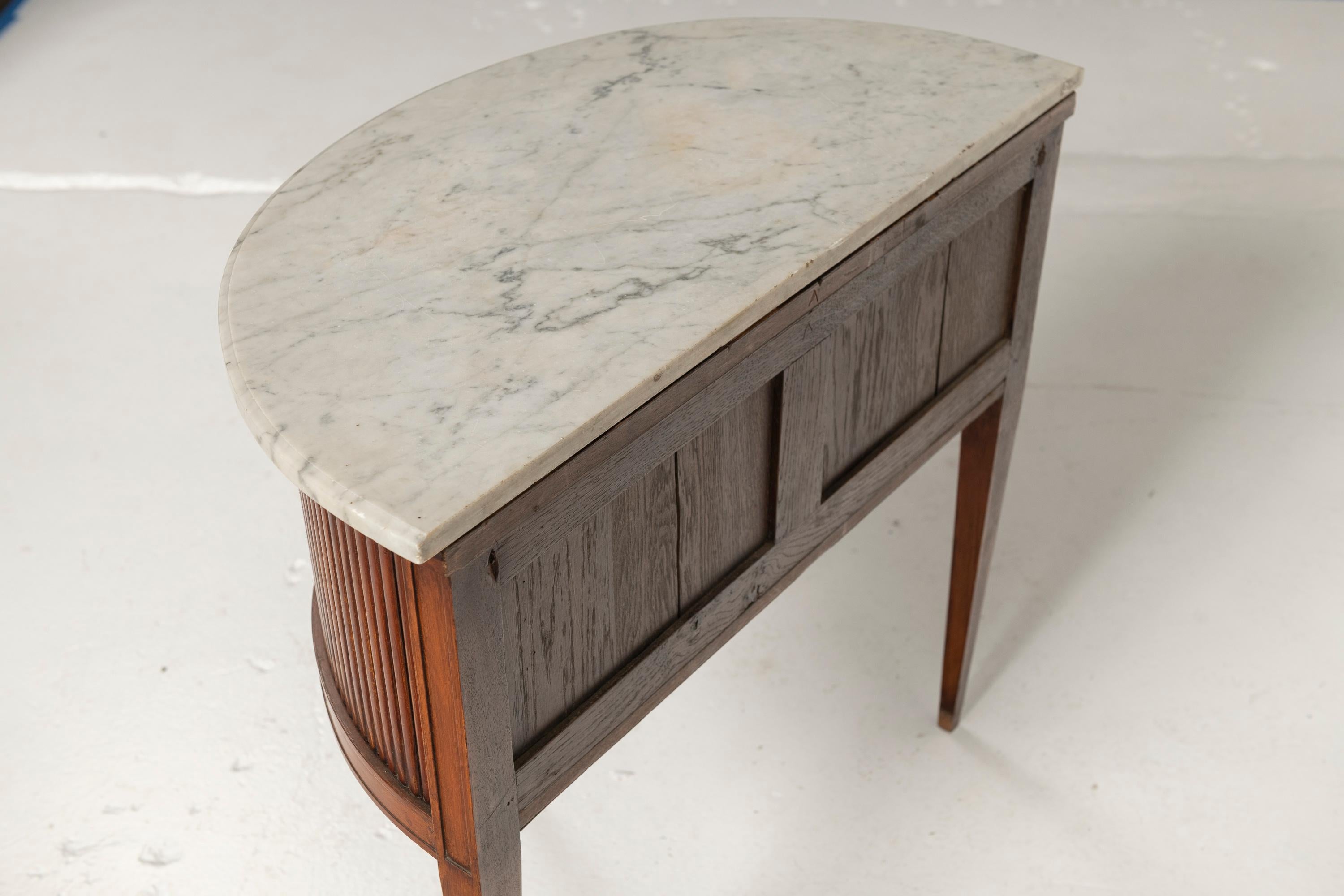 Mesa Demi francesa vintage del siglo XX con tapa de mármol en Bueno estado para la venta en San Francisco, CA