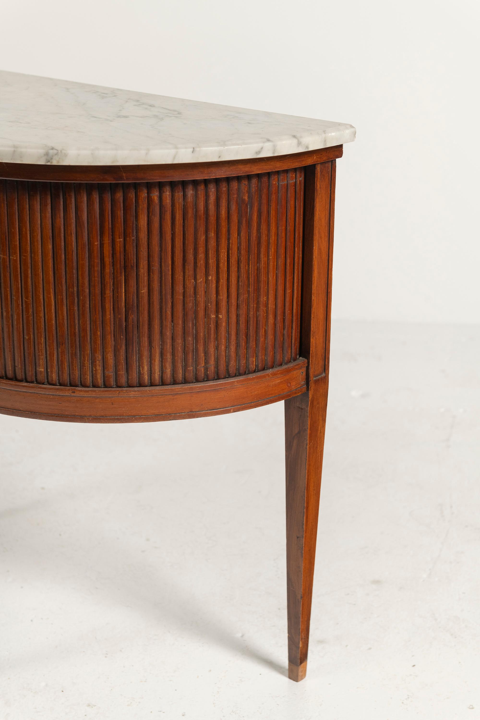 Mesa Demi francesa vintage del siglo XX con tapa de mármol en venta 1