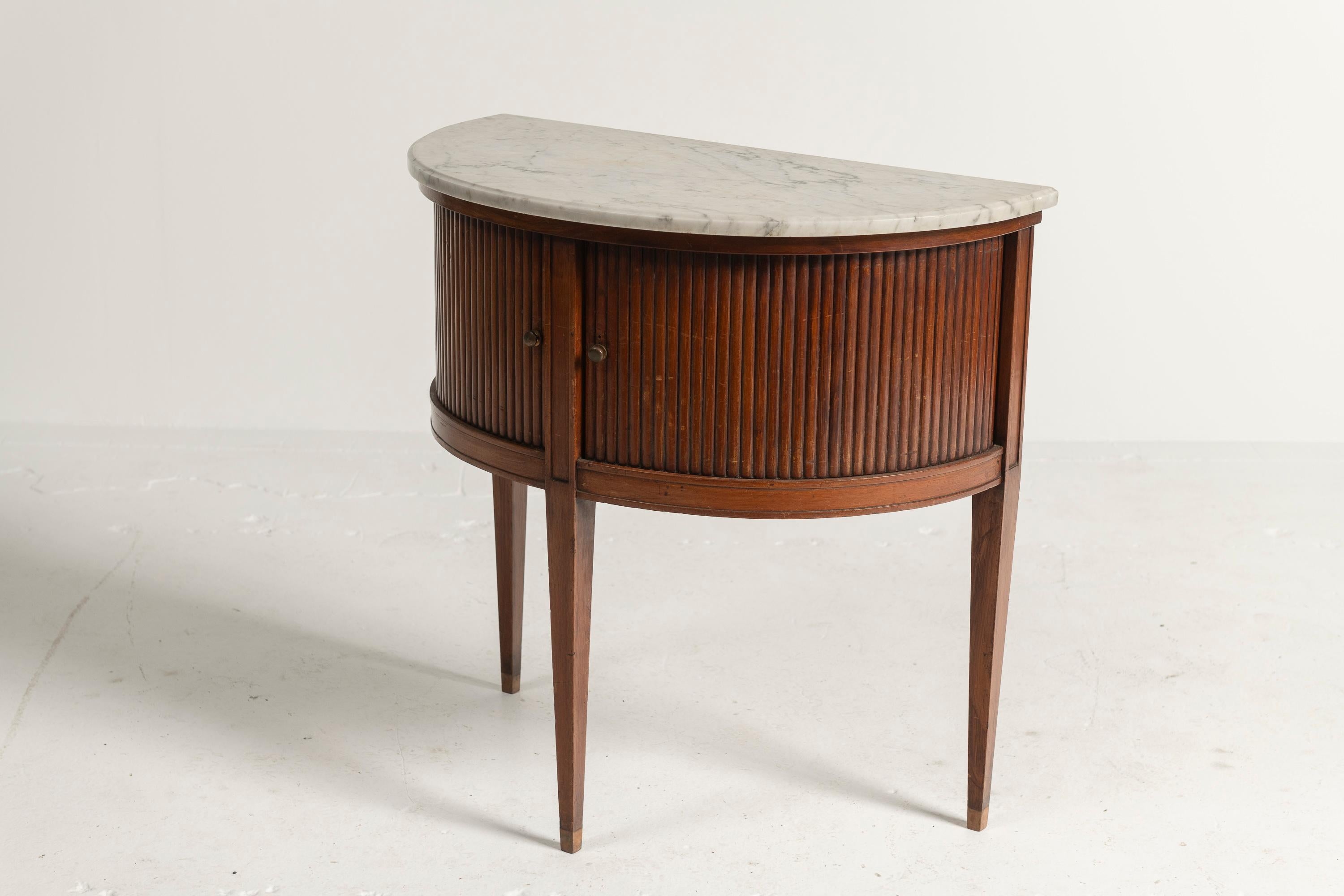 Mesa Demi francesa vintage del siglo XX con tapa de mármol en venta 2