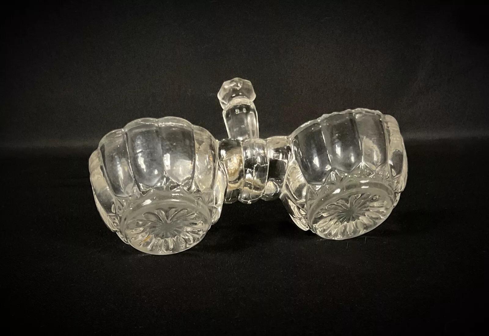 Juego de salero de cristal grabado francés vintage del siglo XX - 2Y380 Vidrio en venta