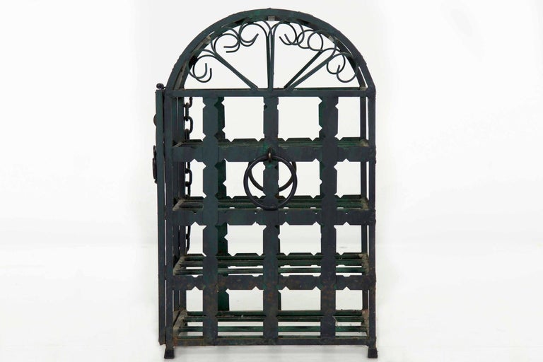 Vintage 20th Century French Green Metal Wine Cage Rack at 1stDibs