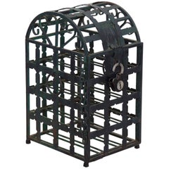Antique 20th Century French Green Metal Wine Cage Rack