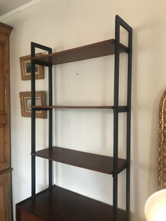 Vintage 20th Century French Modular Metal and Wood Shelf, 1970s