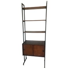 Vintage 20th Century French Modular Metal and Wood Shelf, 1970s