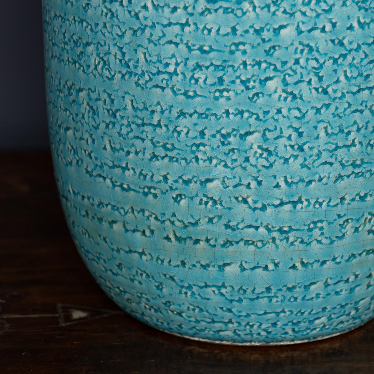 Vintage 20. Jahrhundert Französisch Paar von blauen Keramik-Tischlampen c.1970 im Angebot 7
