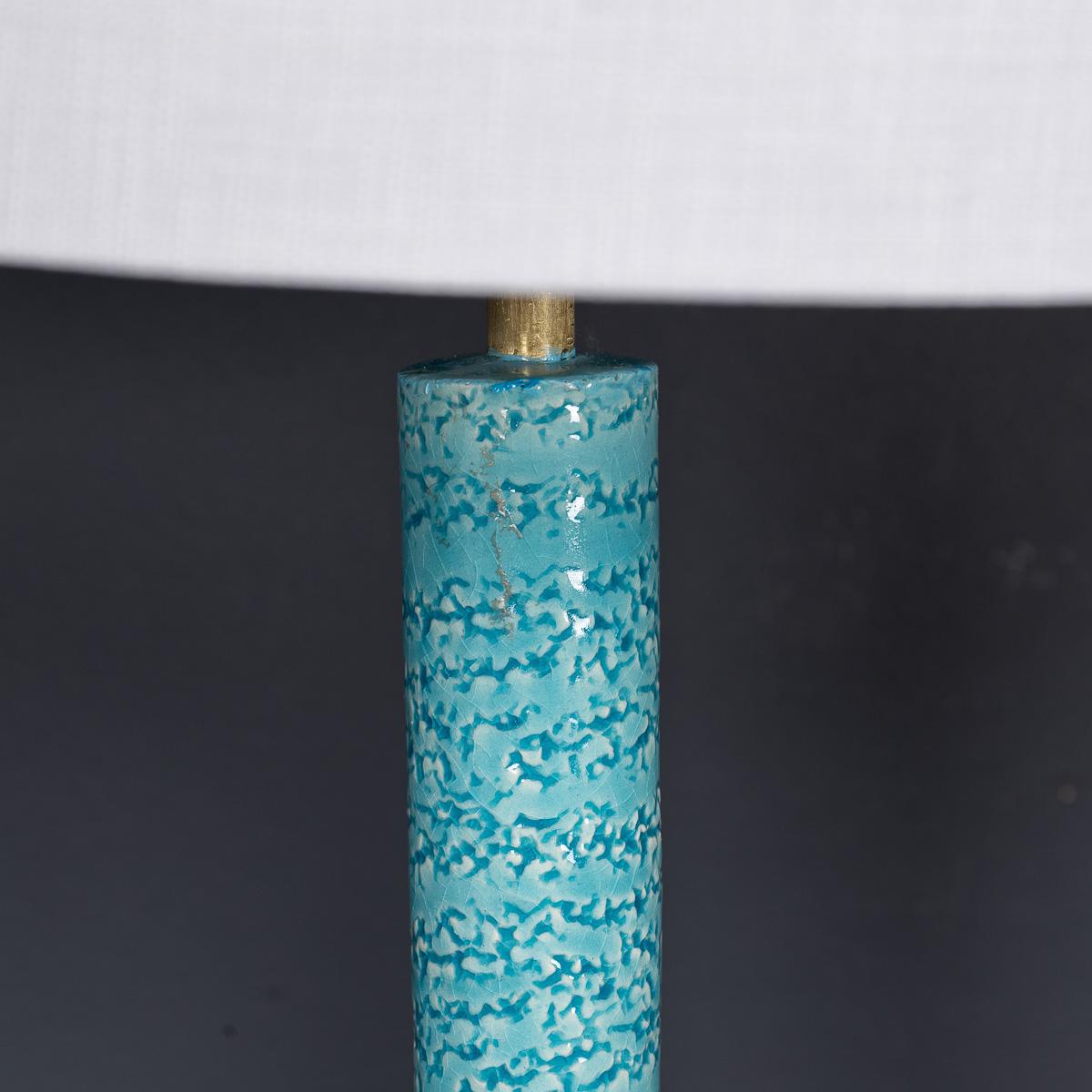 Vintage 20. Jahrhundert Französisch Paar von blauen Keramik-Tischlampen c.1970 (Sonstiges) im Angebot