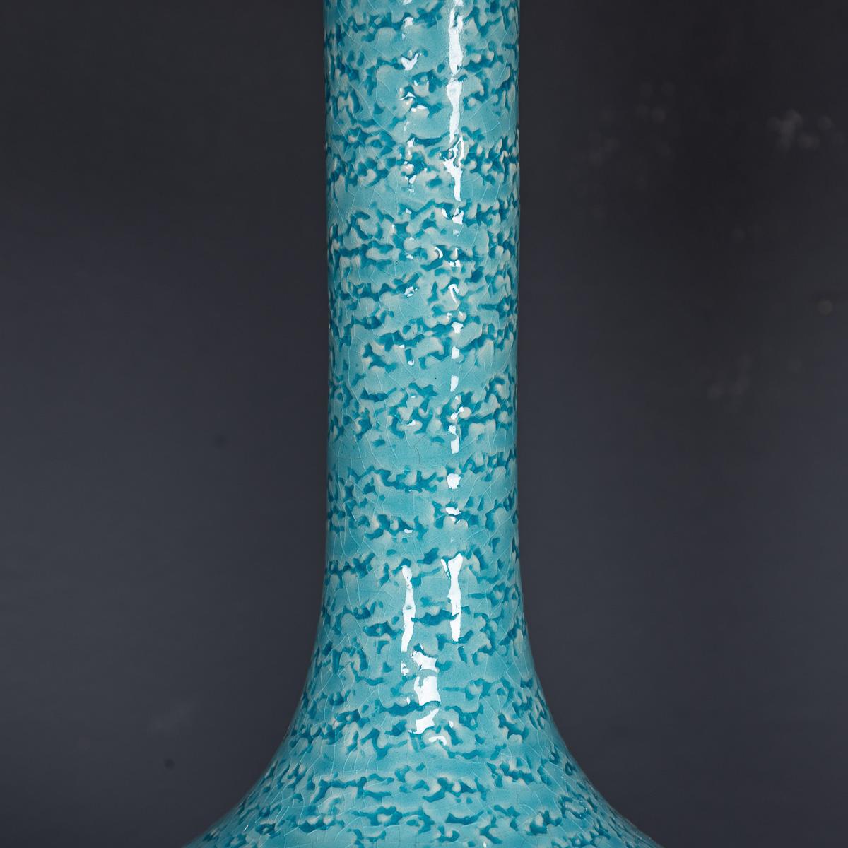 Vintage 20. Jahrhundert Französisch Paar von blauen Keramik-Tischlampen c.1970 im Angebot 1