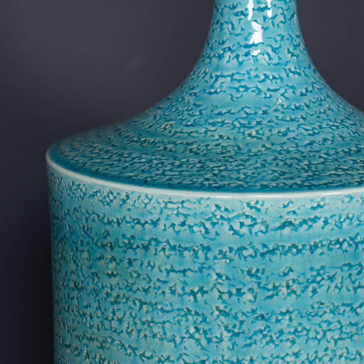 Vintage 20. Jahrhundert Französisch Paar von blauen Keramik-Tischlampen c.1970 im Angebot 3