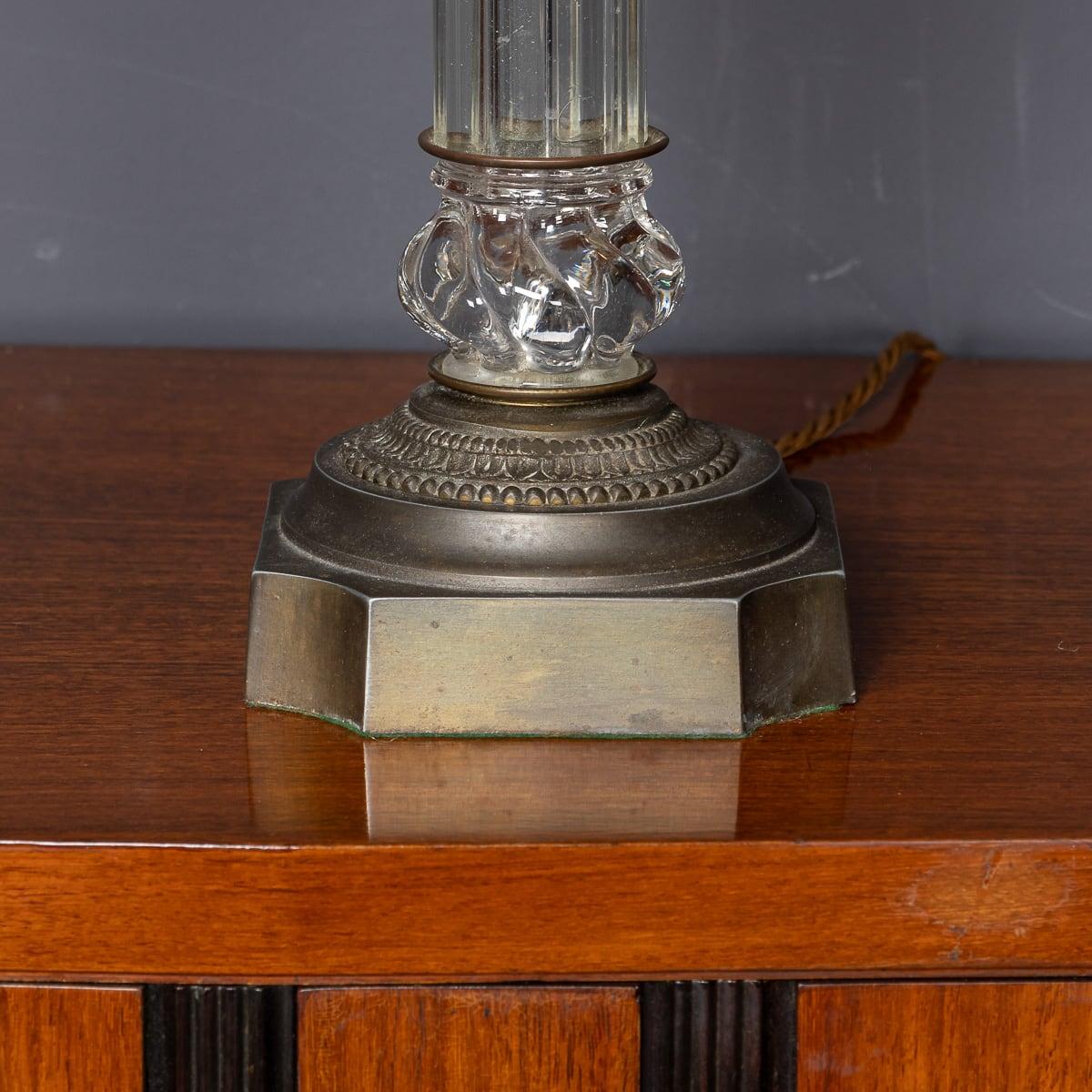 Vintage 20th Century French Pair of Column Crystal & Bronze Table Lamps c.1979 Bon état - En vente à Royal Tunbridge Wells, Kent