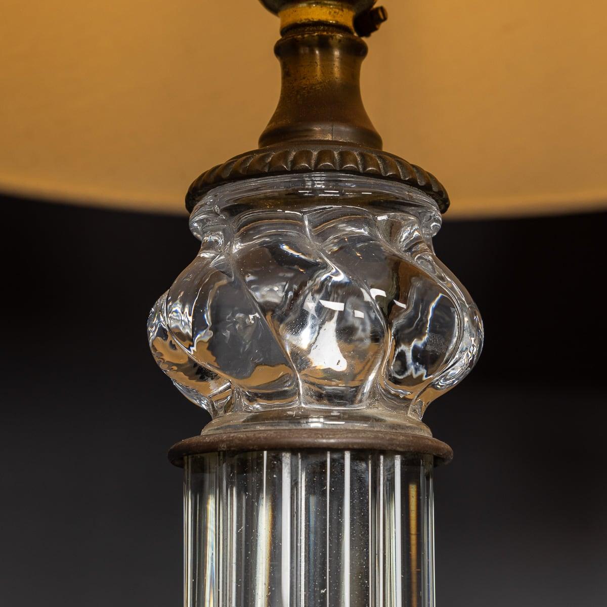 Vintage 20th Century French Pair of Column Crystal & Bronze Table Lamps c.1979 en vente 2