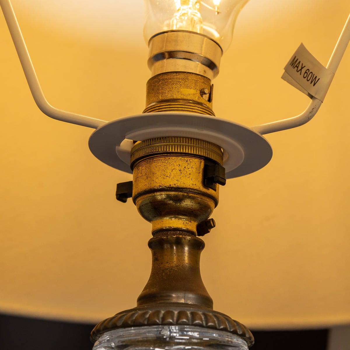 Vintage 20th Century French Pair of Column Crystal & Bronze Table Lamps c.1979 en vente 3