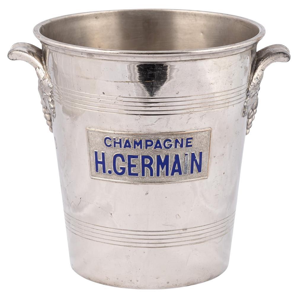 Champañera / Enfriador de vino H. Germain francés del siglo XX vintage chapado en plata