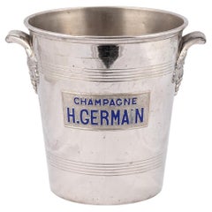 Champañera / Enfriador de vino H. Germain francés del siglo XX vintage chapado en plata