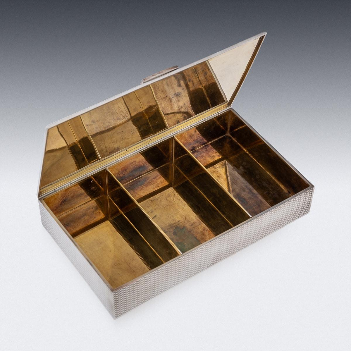 Other Vintage 20th Century French Solid Silver Cigar Box By Hermes c.1970 For Sale