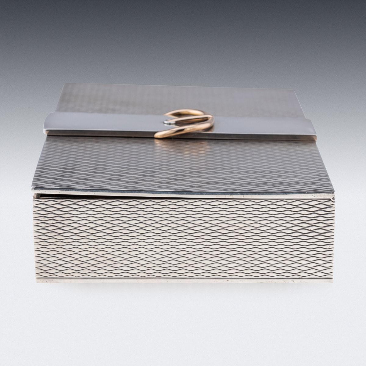 Vintage 20th Century French Solid Silver Cigar Box By Hermes c.1970 In Good Condition For Sale In Royal Tunbridge Wells, Kent