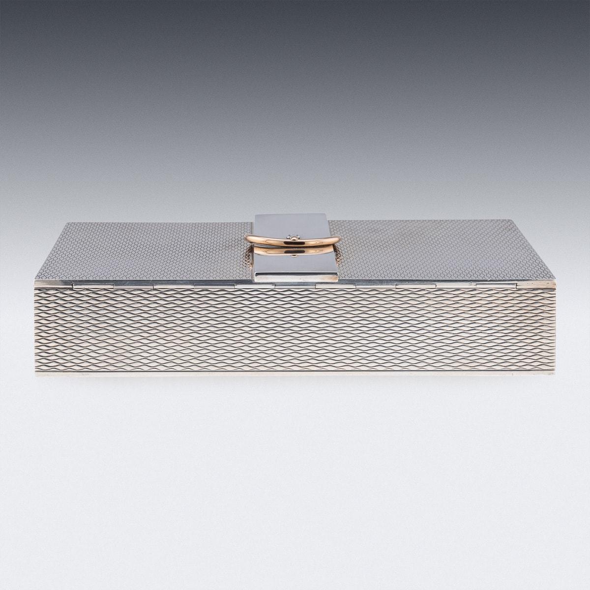 Late 20th Century Vintage 20th Century French Solid Silver Cigar Box By Hermes c.1970 For Sale