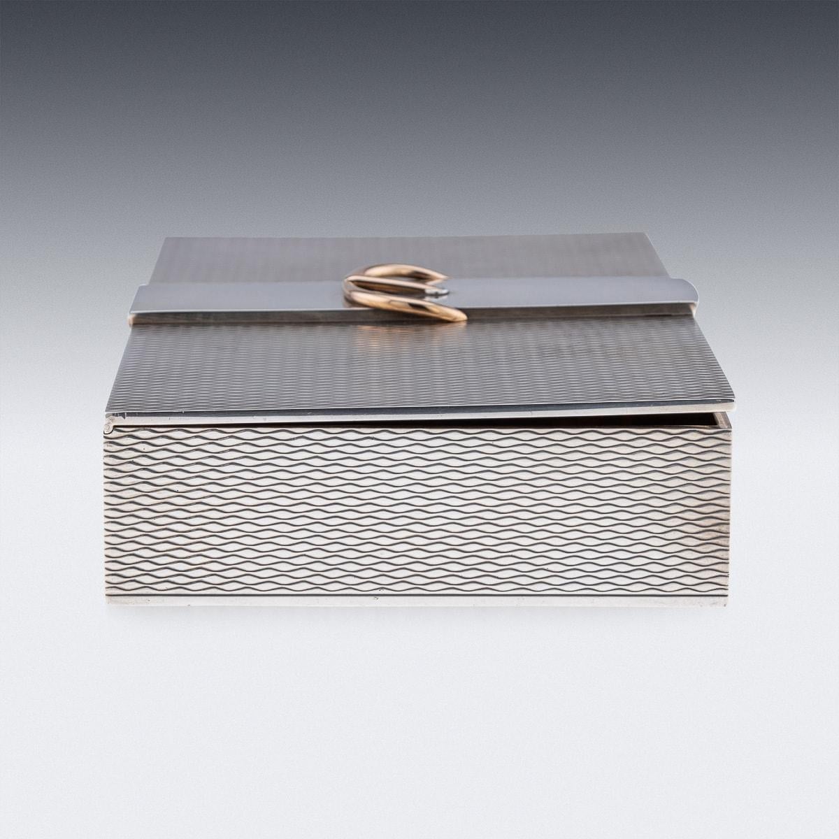 Vintage 20th Century French Solid Silver Cigar Box By Hermes c.1970 For Sale 1