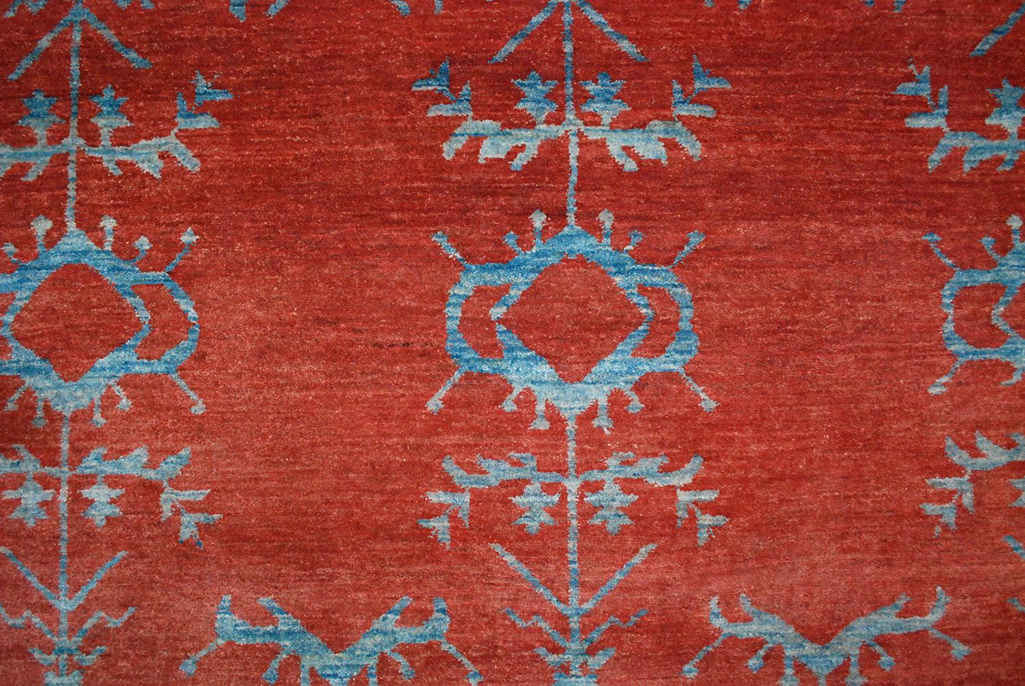 Vintage 20th Century Gaba Blue and Red Rug In Good Condition In Pasadena, CA