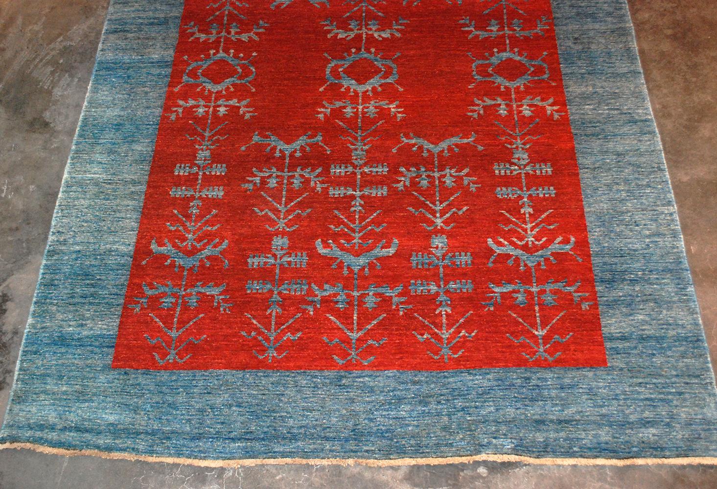 Vintage 20th Century Gaba Blue and Red Rug 1
