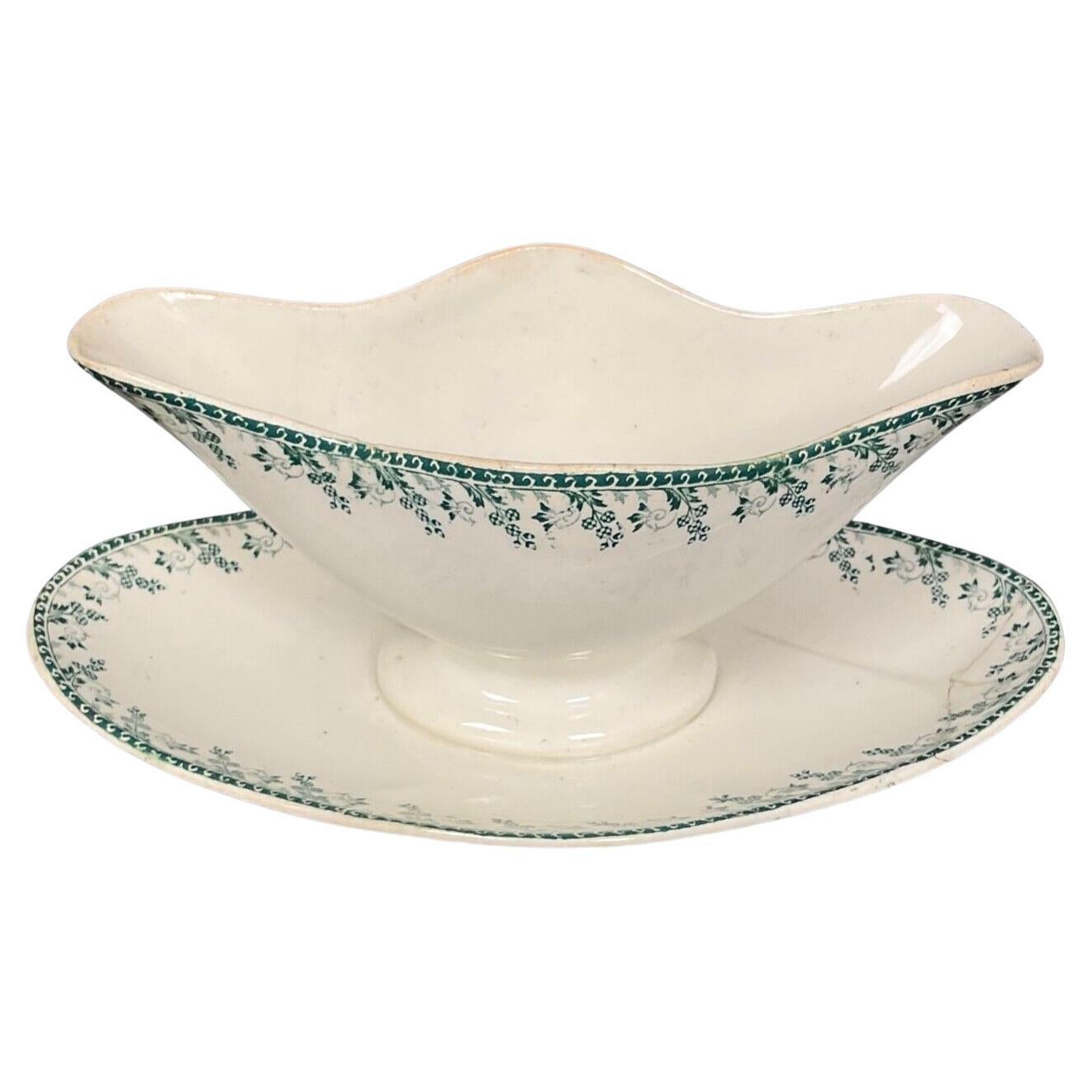 Vintage 20th Century Gien Porcelain Gravy Boat – Montagny Floral Design - 2Y512 For Sale