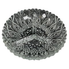 Vintage 20. Jahrhundert Glas geteilt Schale mit eingraviertem Design - Französisch - 2Y440
