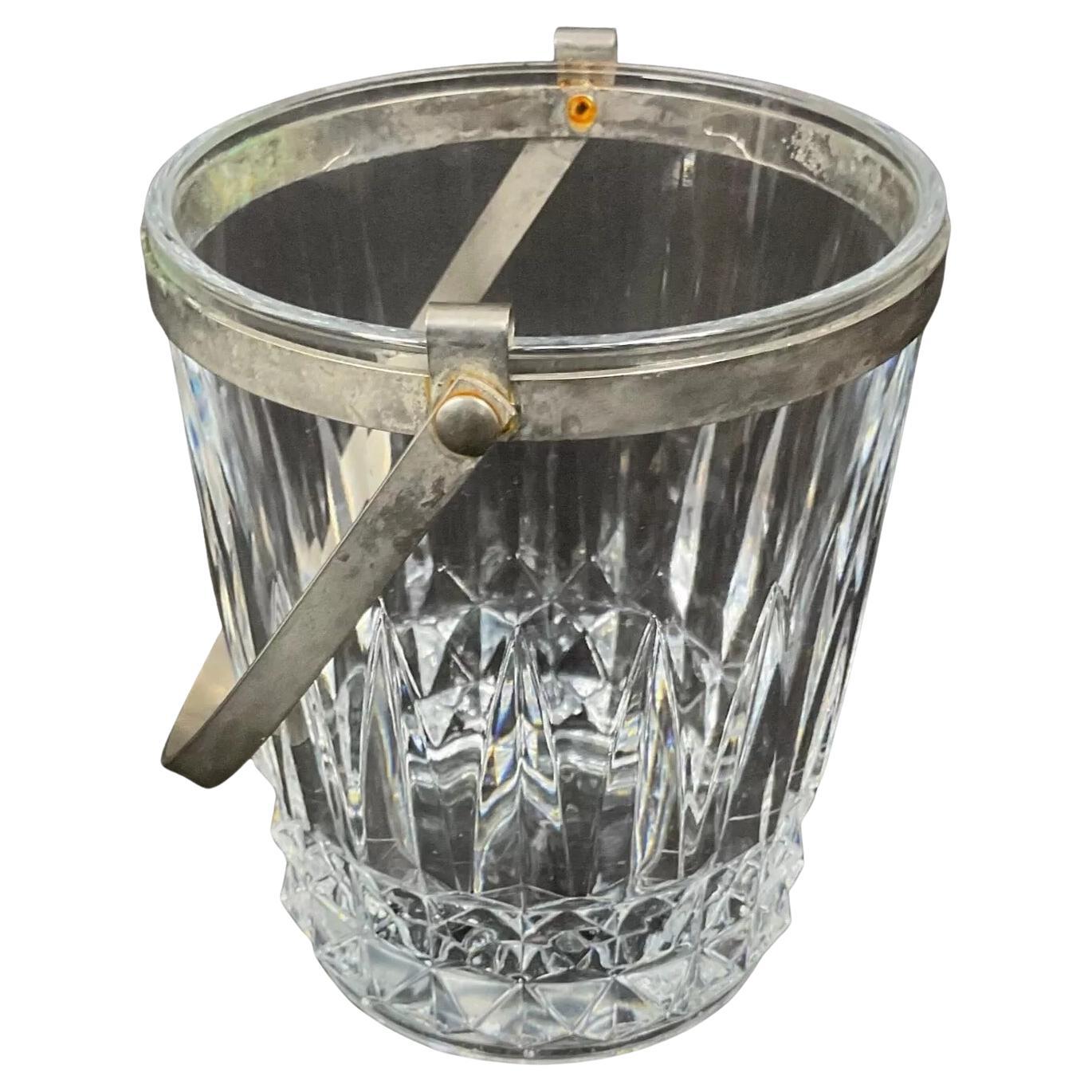 Cubitera de cristal vintage del siglo XX con diseño simétrico - 2Y462