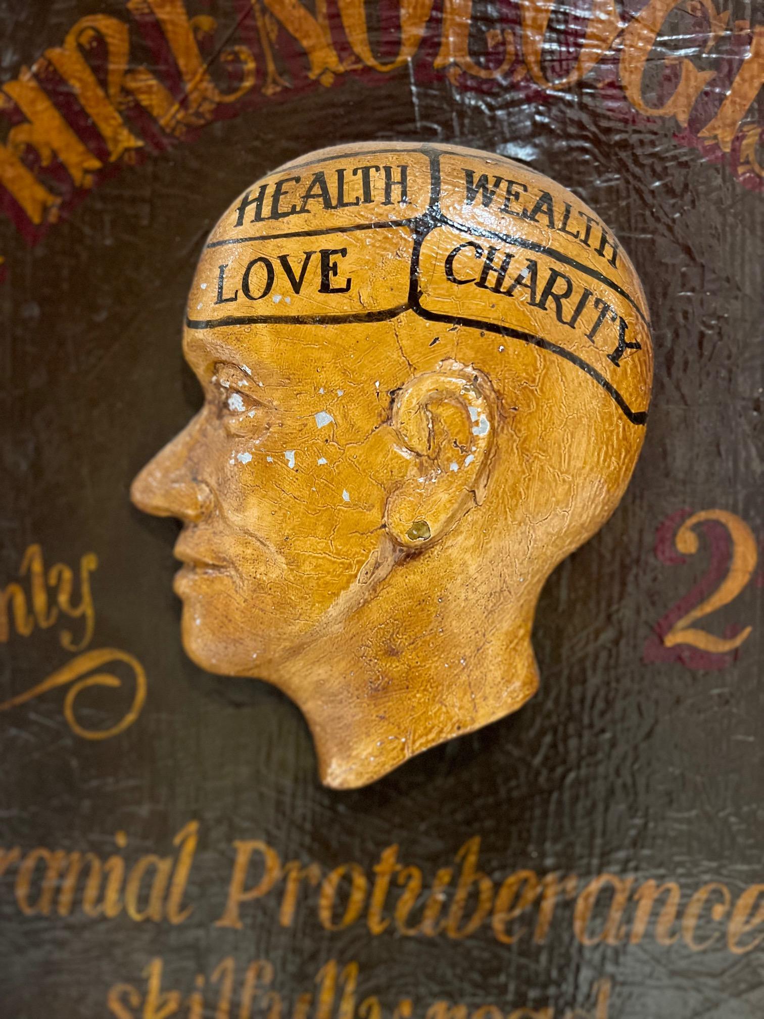 Vintage 20th Century Hand Painted Trade Wood Sign, Phrenologist 1