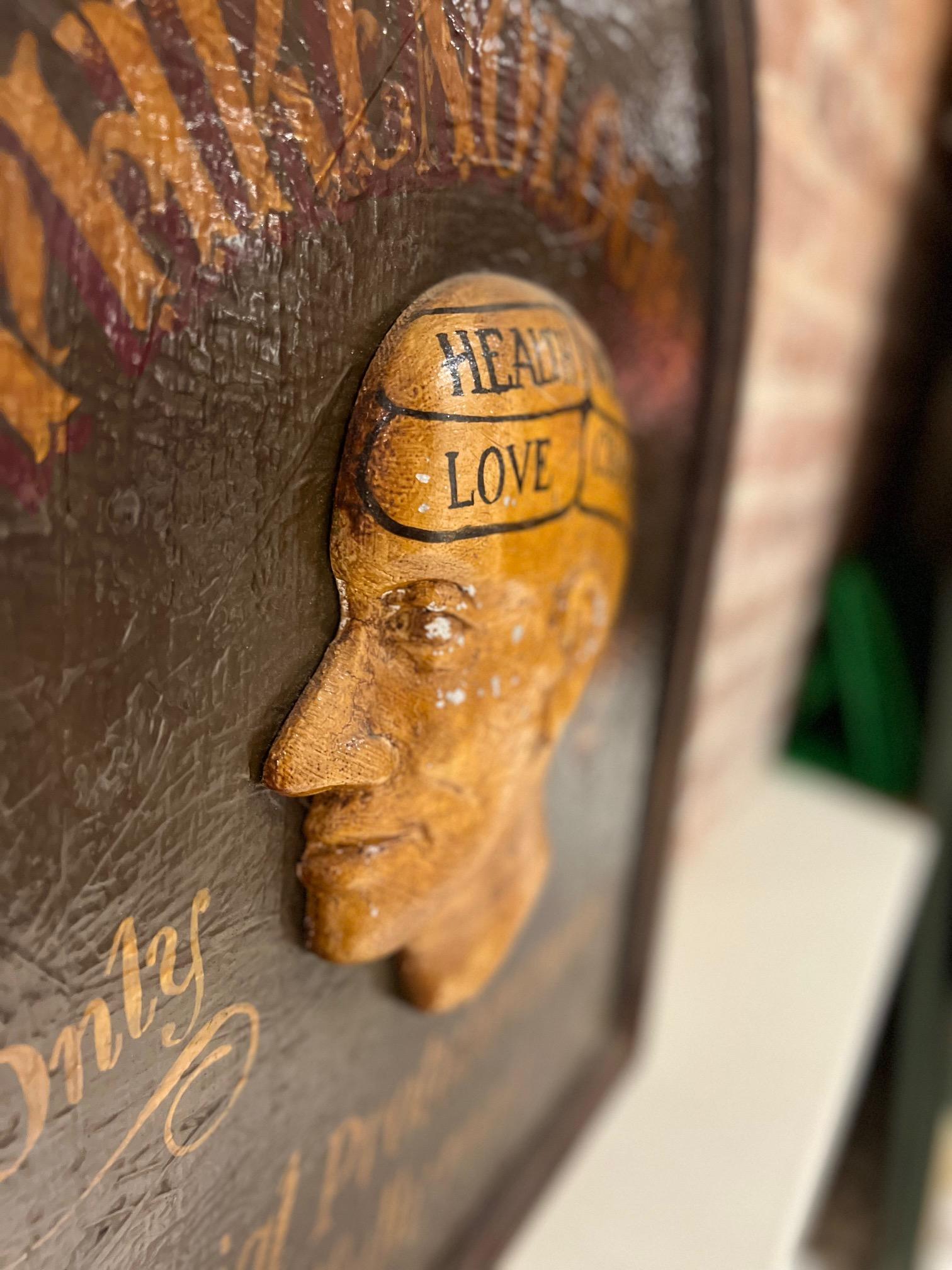 Vintage 20th Century Hand Painted Trade Wood Sign, Phrenologist 2