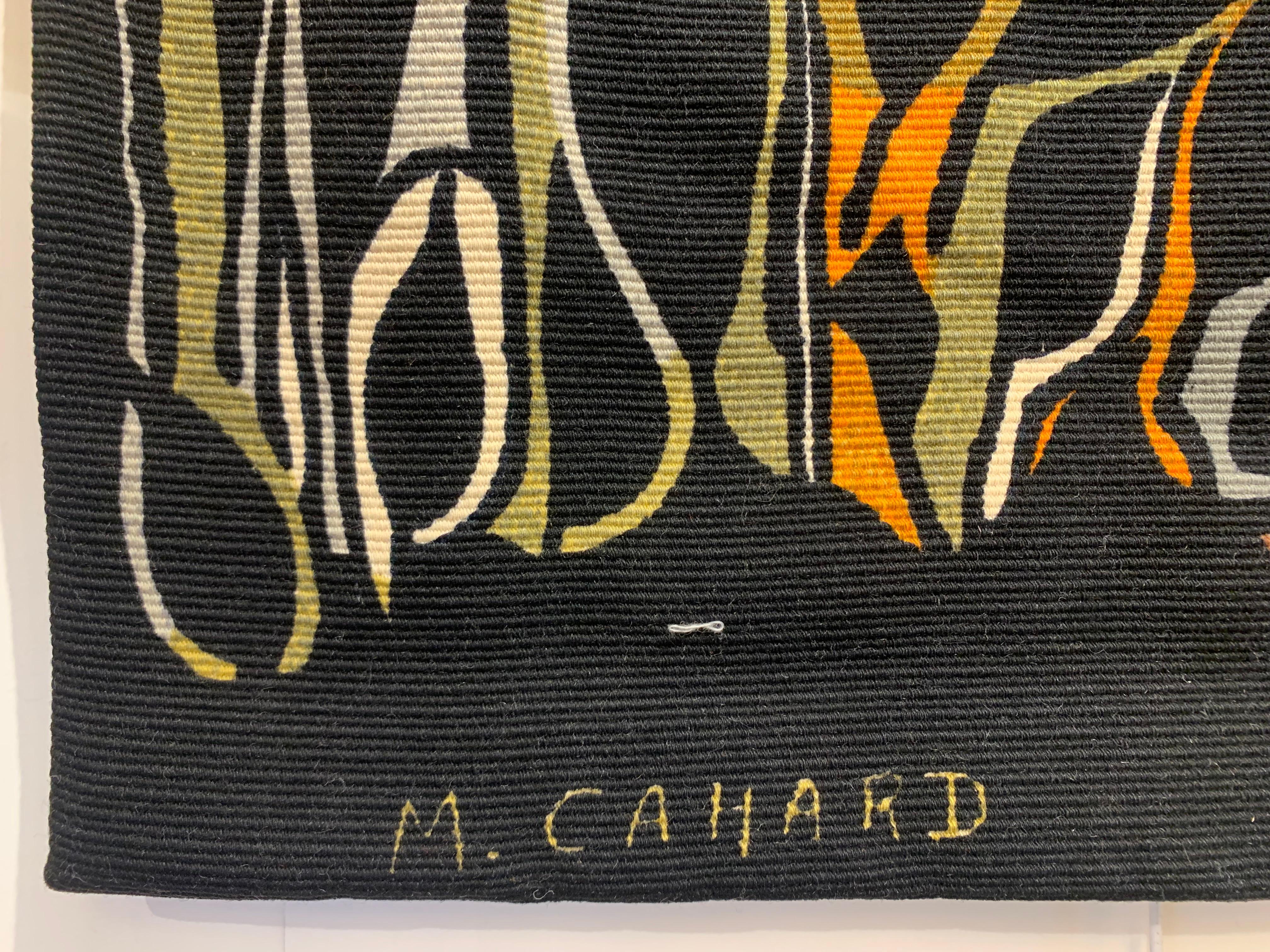 Vintage 20th Century Hand-Woven Tapestry Signed by Michele Cahard For Sale 5