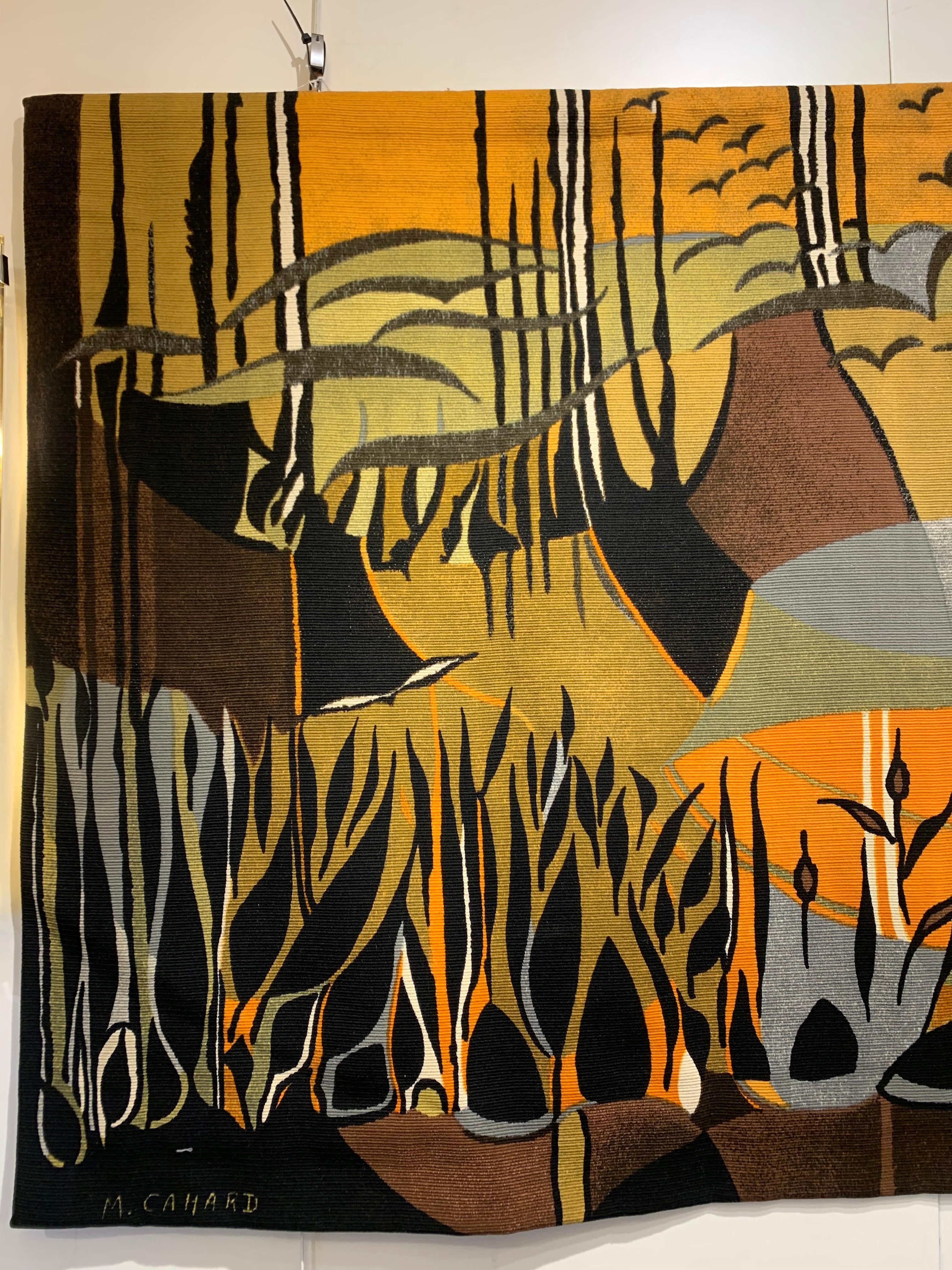 Handgewebter Wandteppich des 20. Jahrhunderts, signiert von Michele Cahard im Angebot 6